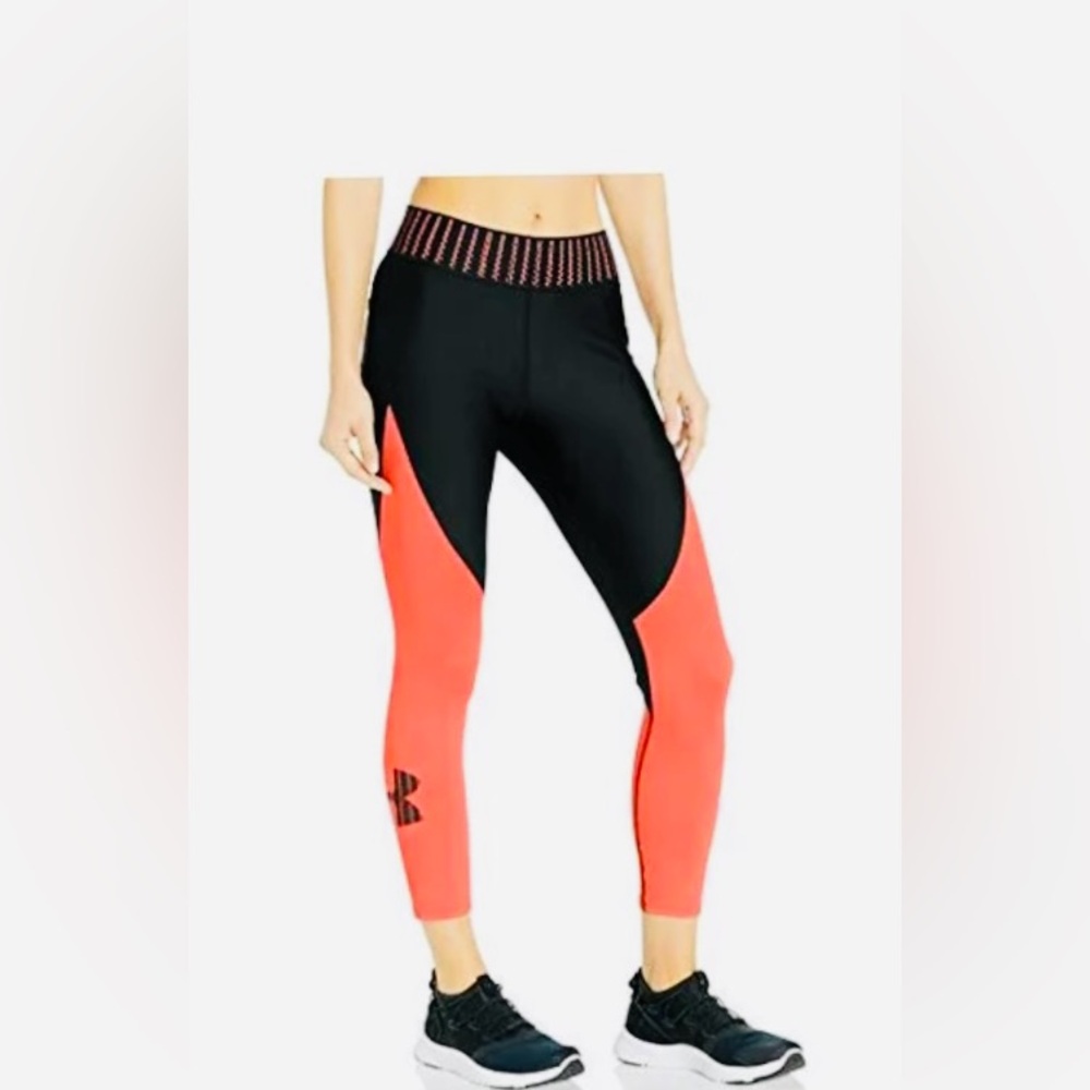 Under Armour Women's Black and Orange Leggings
